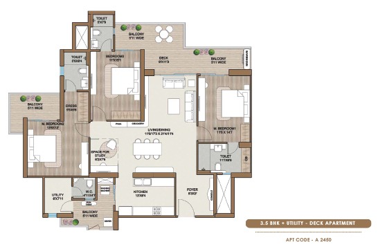 Smart World One DXP - Floor Size - 3.5 BHK + Utility - Deck Apartment