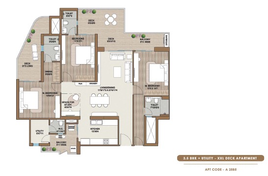 Smart World One DXP - Floor Size - 3.5 BHK + Utility - XXL Deck Apartment