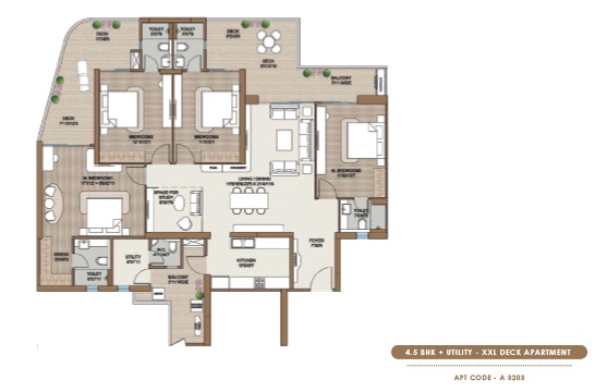 Smart World One DXP - Floor Size - 4.5 BHK + Utility - XXL Deck Apartment